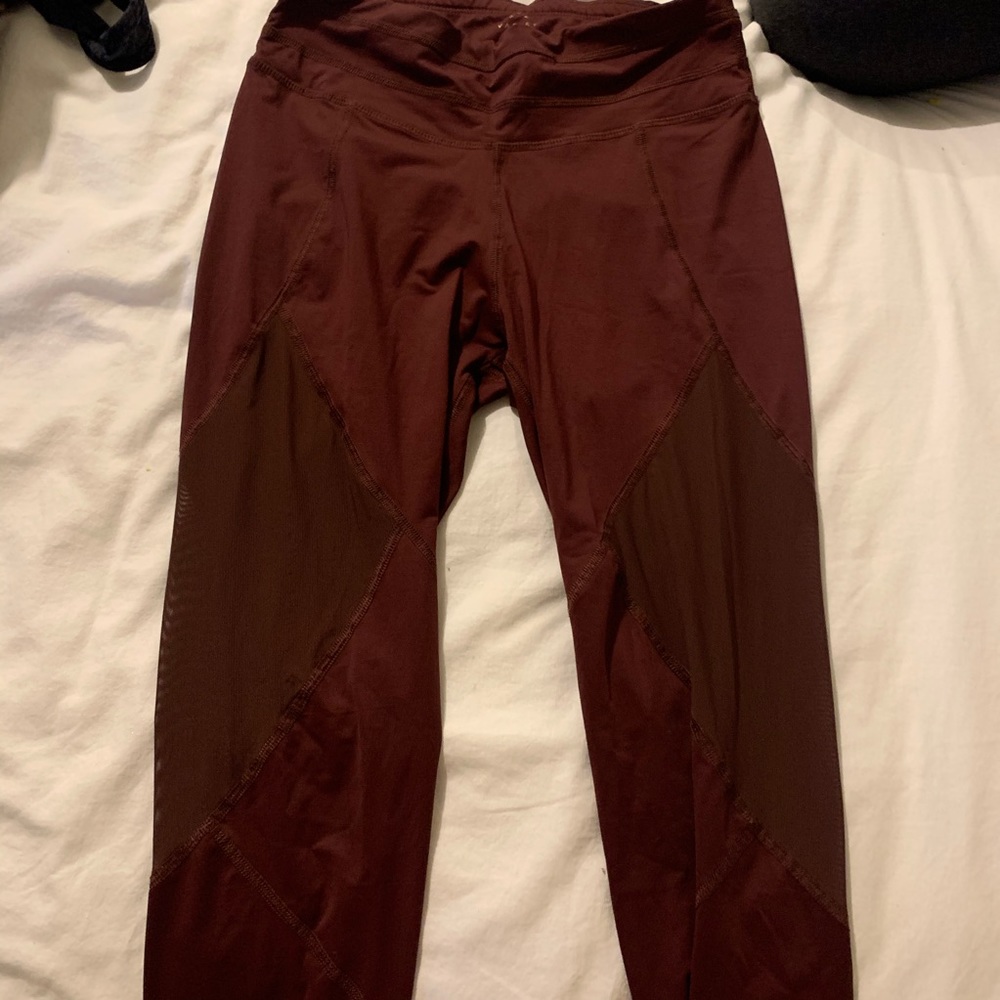 Burgundy Leggings with Sheer Pattern